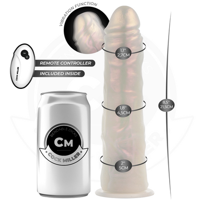 COCK MILLER - DILDO MED SUGPROPP, LJUS OCH VIBRATION MED FJÄRRKONTROLL VIT 21,5 CM