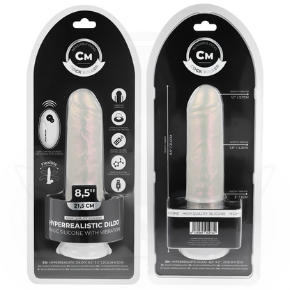 COCK MILLER - DILDO MED SUGPROPP, LJUS OCH VIBRATION MED FJÄRRKONTROLL VIT 21,5 CM