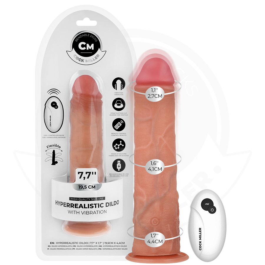 COCK MILLER - REALISTISK DILDO MED SUGPROPP OCH FJÄRRSTYRD VIBRATION 19,5 CM
