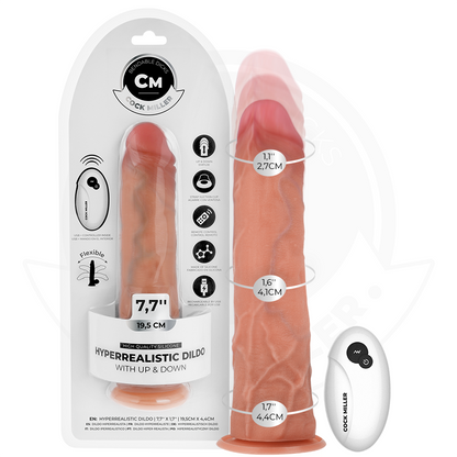 COCK MILLER - HYPERREALISTISK DILDO MED SUGPROPP OCH STÖTRÖRELSE MED FJÄRRKONTROLL 19,5 CM