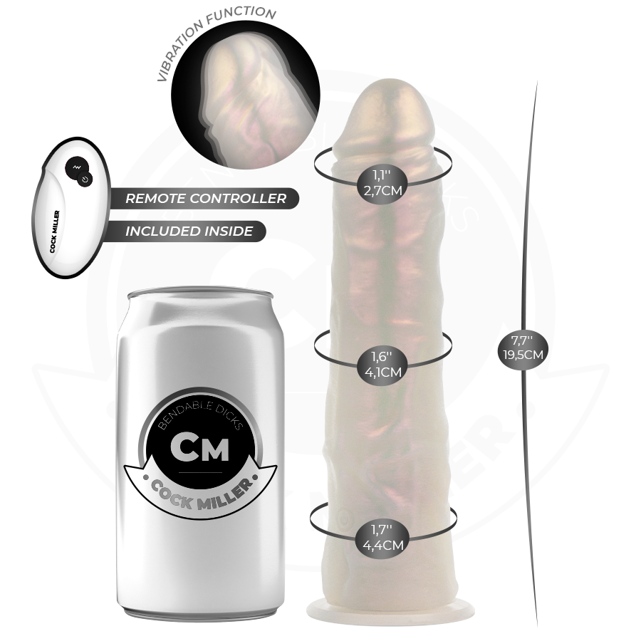COCK MILLER - DILDO MED SUGPROPP, LJUS OCH VIBRATION MED FJÄRRKONTROLL VIT 19,5 CM