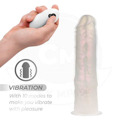 COCK MILLER - DILDO MED SUGPROPP, LJUS OCH VIBRATION MED FJÄRRKONTROLL VIT 19,5 CM