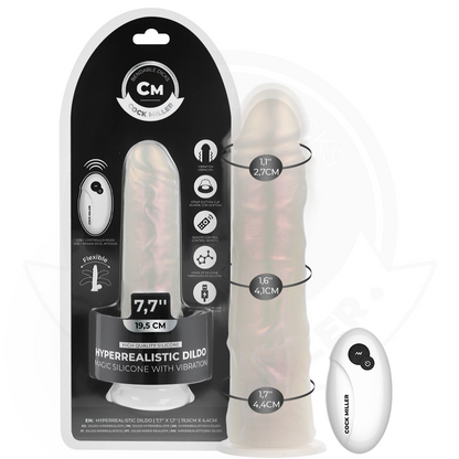 COCK MILLER - DILDO MED SUGPROPP, LJUS OCH VIBRATION MED FJÄRRKONTROLL VIT 19,5 CM