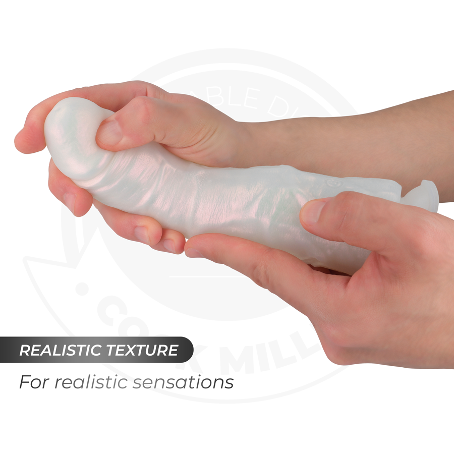 COCK MILLER - DILDO MED SUGPROPP, LJUS OCH VIBRATION MED FJÄRRKONTROLL VIT 19,5 CM