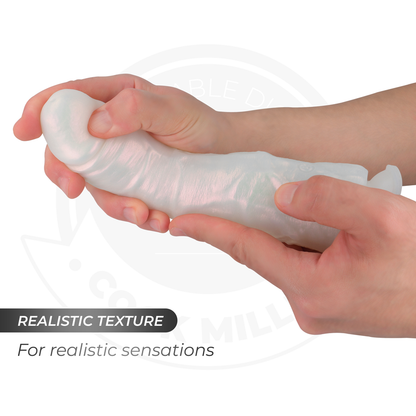 COCK MILLER - DILDO MED SUGPROPP, LJUS OCH VIBRATION MED FJÄRRKONTROLL VIT 19,5 CM