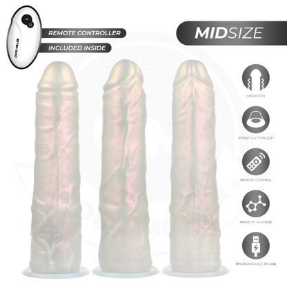 COCK MILLER - DILDO MED SUGPROPP, LJUS OCH VIBRATION MED FJÄRRKONTROLL VIT 20,5 CM