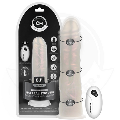 COCK MILLER - DILDO MED SUGPROPP, LJUS OCH VIBRATION MED FJÄRRKONTROLL VIT 20,5 CM