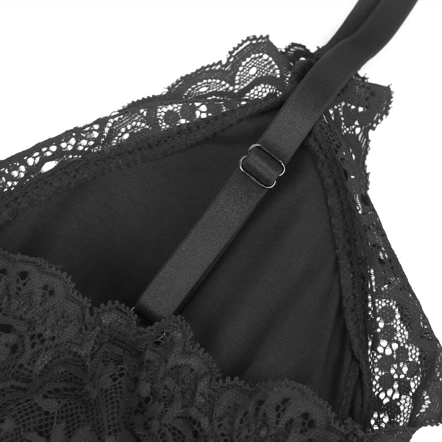 SUBBLIME - SVART BLOMMIG SPETS-TEDDY S/M