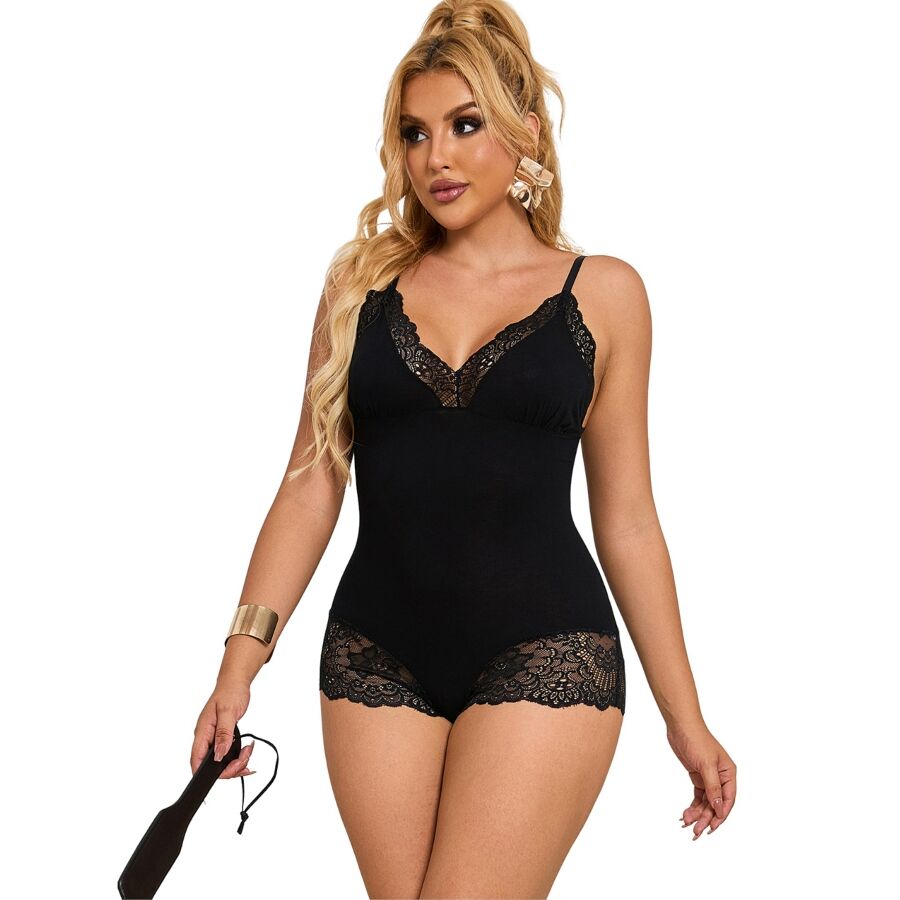 SUBBLIME - SVART BLOMMIG SPETS-TEDDY S/M