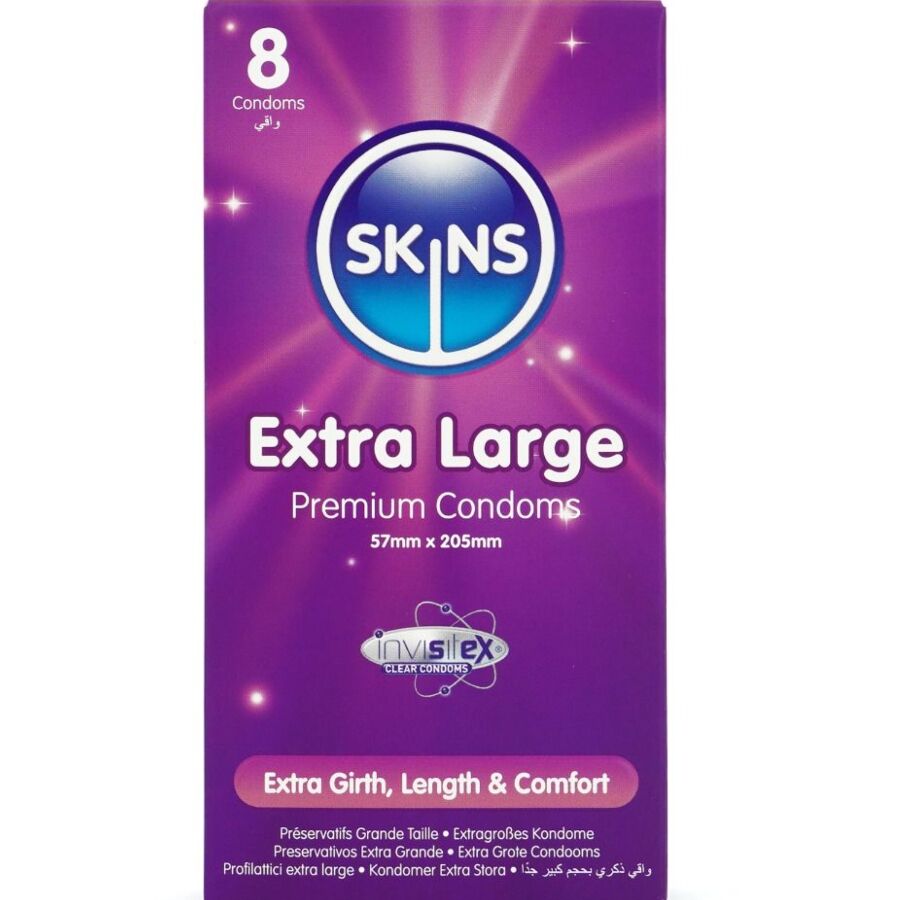 SKINS - EXTRA STORA PREMIUMKONDOMER 8-PACK