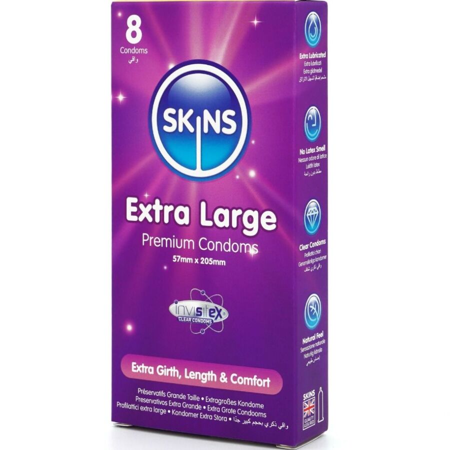 SKINS - EXTRA STORA PREMIUMKONDOMER 8-PACK