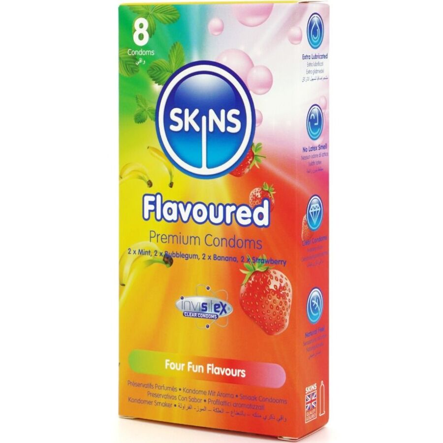 SKINS - KONDOMER MED FLERA SMAKER, PREMIUM, 8-PACK