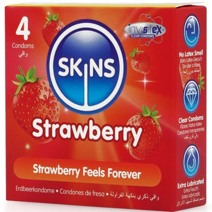SKINS - STRAWBERRY PREMIUM KONDOMER FÖRPACKNING MED 4