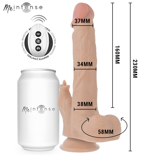 MR INTENSE - REALISTISK MULTIFUNKTIONSREDFORD MED VIBRATION OCH FJÄRRKONTROLL FÖR UPP- OCH NERÅTRÖRELSE 23 CM -O- 3,5 CM