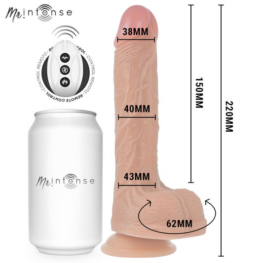 MR INTENSE - BALDWIN REALISTISK MULTIFUNKTIONELL MED VIBRATION, FJÄRRKONTROLL UPP OCH NER, 22 CM - ELLER - 4 CM