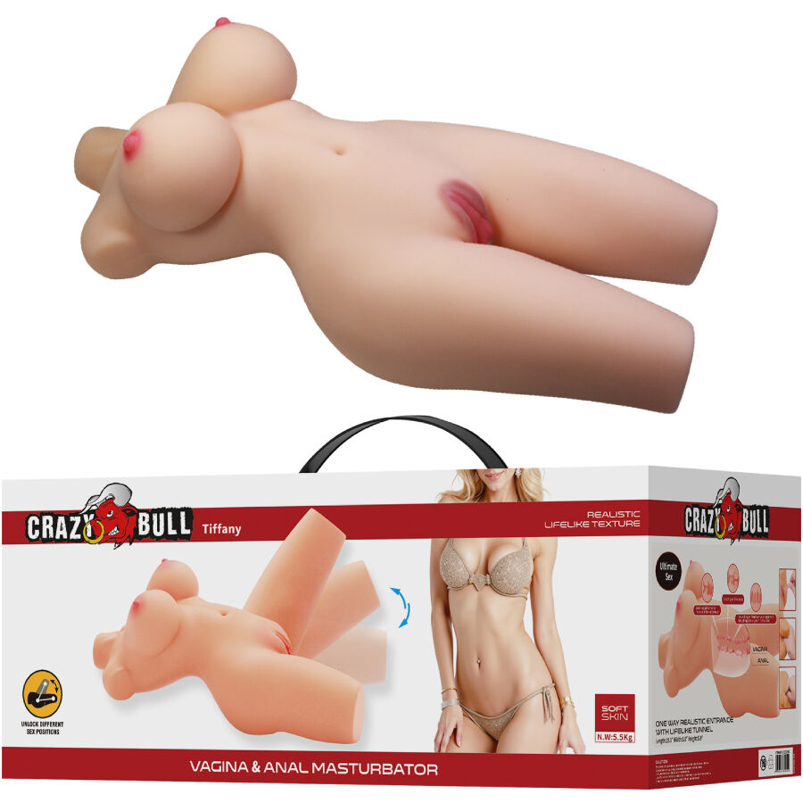 CRAZY BULL - TIFFANY REALISTISK KVINNLIG TORSO VAGINA OCH ANAL 5,5 KG
