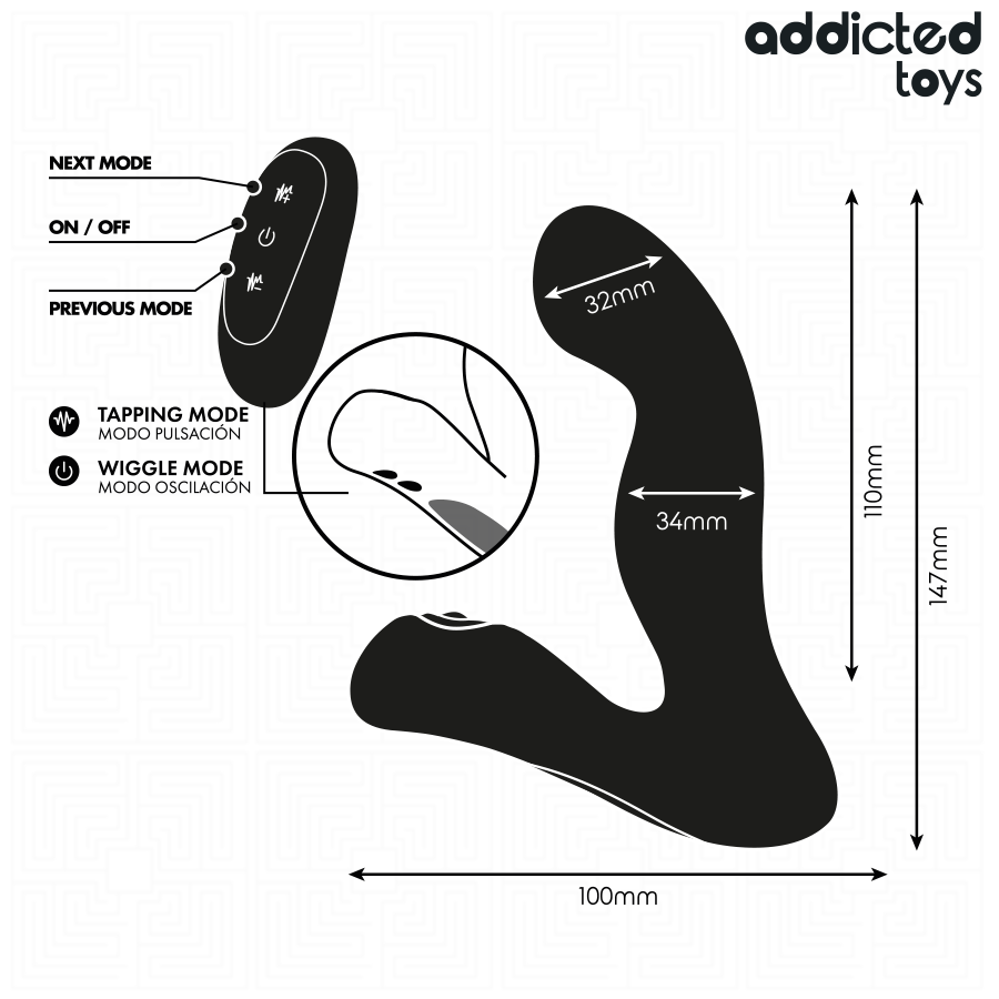 ADDICTED TOYS - OSCILLERANDE PROSTATAMASSÖR MED PULSATIONSLÄGE FJÄRRKONTROLL