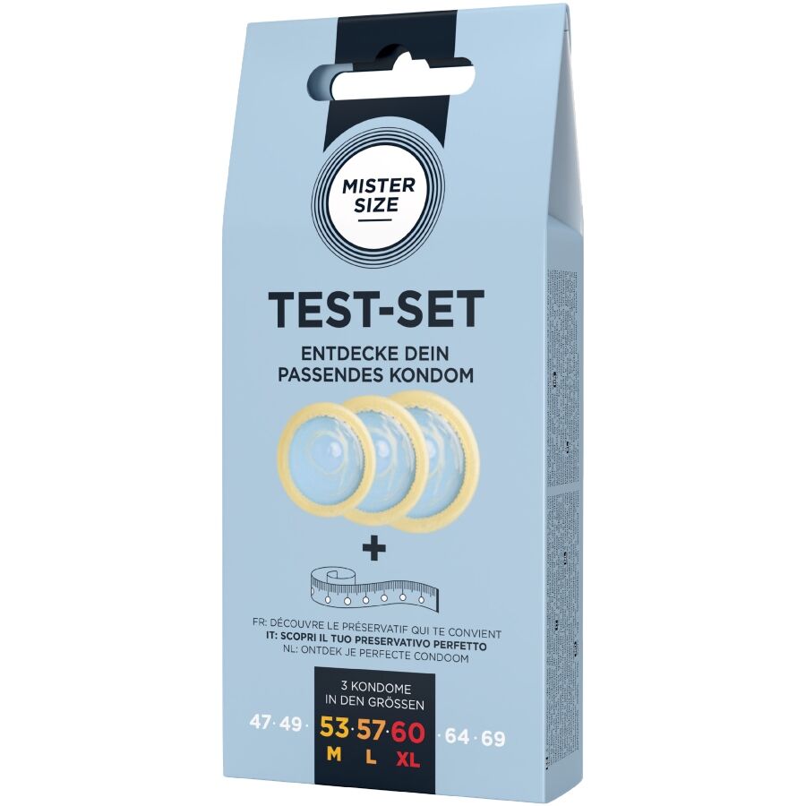 MISTER SIZE - TESTPAKET 3 KONDOMER I OLIKA STORLEKAR + MÅTTBAND