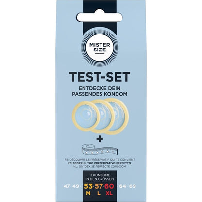 MISTER SIZE - TESTPAKET 3 KONDOMER I OLIKA STORLEKAR + MÅTTBAND