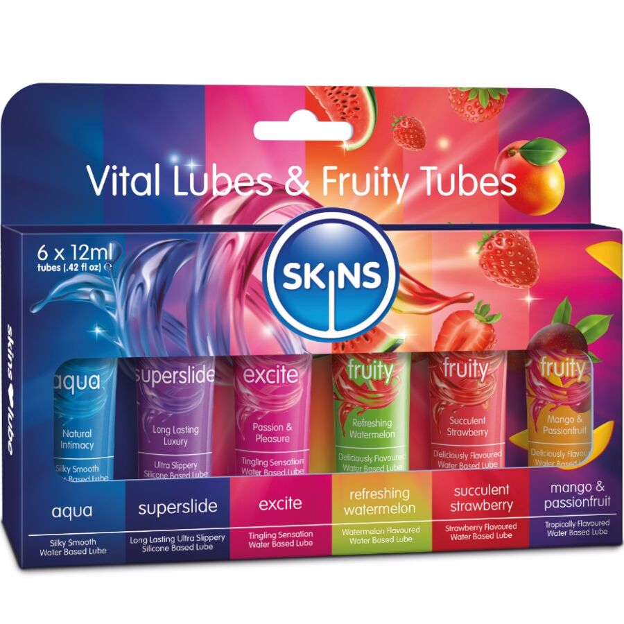 SKINS - VITAL & FRUITY LUBES KIT GLIDMEDEL 6 x 12 ML