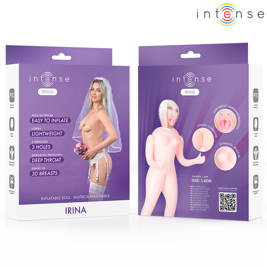 INTENSE DOLLS - UPPBLÅSBAR DOCKA IRINA MED TRE ÖPPNINGAR
