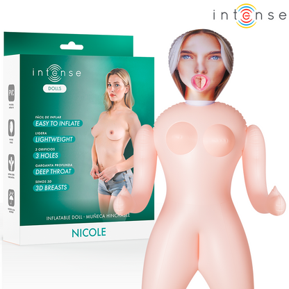 INTENSE DOLLS - NICOLE UPPBLÅSBAR DOCKA MED TRE ÖPPNINGAR