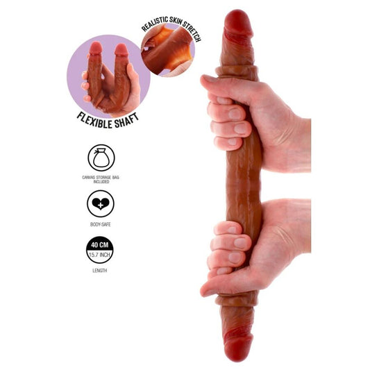 GET REAL – DUBBELÄNDAD SILIKONDILDO KARAMELL 40 CM