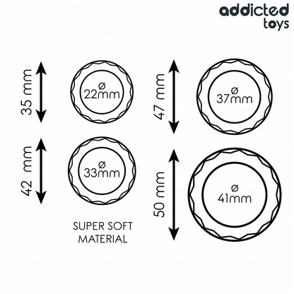 ADDICTED TOYS - TEXTURERAT COCK RING-SET 4 STORLEKAR
