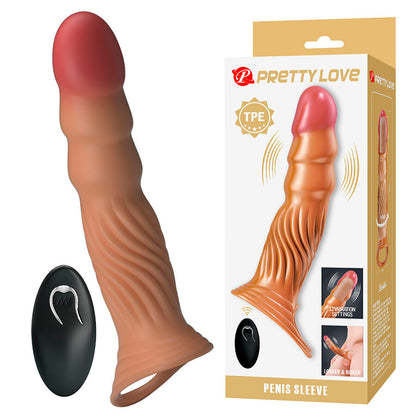 PRETTY LOVE – STRUKTURERAD PENISFÖRLÄNGARE MED VIBRATION OCH FJÄRRKONTROLL
