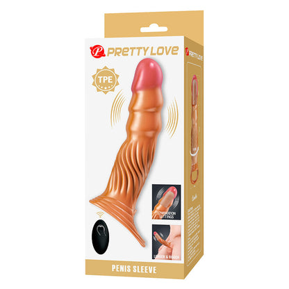 PRETTY LOVE – STRUKTURERAD PENISFÖRLÄNGARE MED VIBRATION OCH FJÄRRKONTROLL