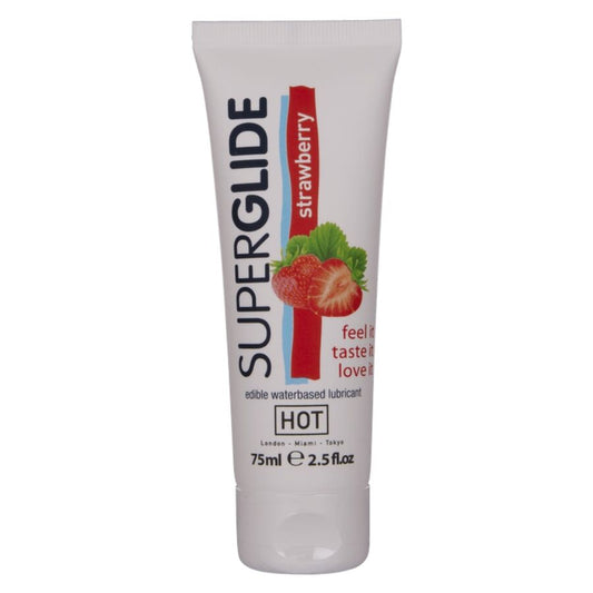HOT - SUPERGLIDE ÄTBAR GLIDMEDEL VATTENBASERAD JORDGUBB 75 ML