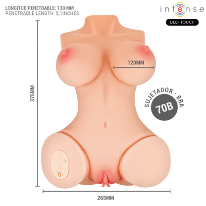 INTENSIV DJUP BERÖRING - VERO TORSO VAGINA MED SUG, VÄRME, VIBRATION OCH RÖSTEFFEKTER L 5.5 KG