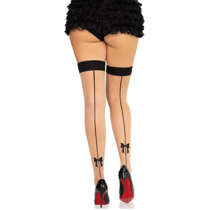 LEG AVENUE - 1963 SPANDEX STRUMPOR MED BAKSÖM SVARTA - ONE SIZE
