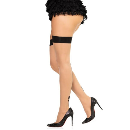 LEG AVENUE - 1963 SPANDEX STRUMPOR MED BAKSÖM SVARTA - ONE SIZE