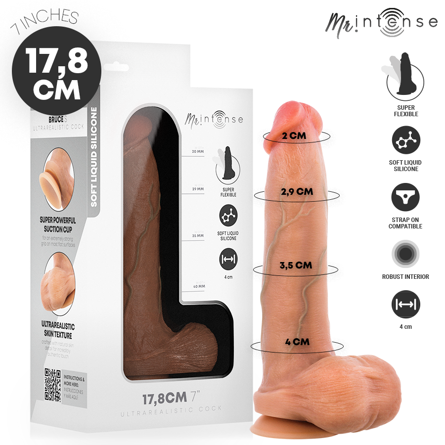 MR INTENSE - BRUCE S SILIKONDILDO MED TESTIKLAR 17,8 CM -Ø- 4 CM