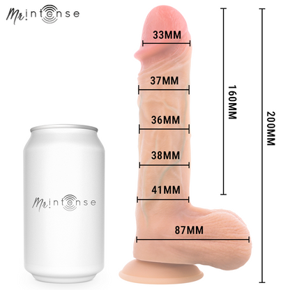 MR INTENSE - LOGAN VIBRATOR DILDO SILIKON MED VÄRMEEFFEKT OCH FJÄRRKONTROLL 20 CM -Ø- 4,1 CM