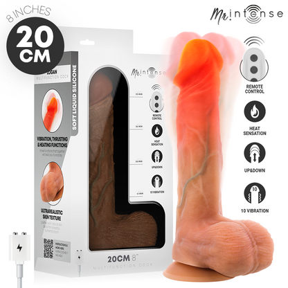 MR INTENSE - LOGAN VIBRATOR DILDO SILIKON MED VÄRMEEFFEKT OCH FJÄRRKONTROLL 20 CM -Ø- 4,1 CM