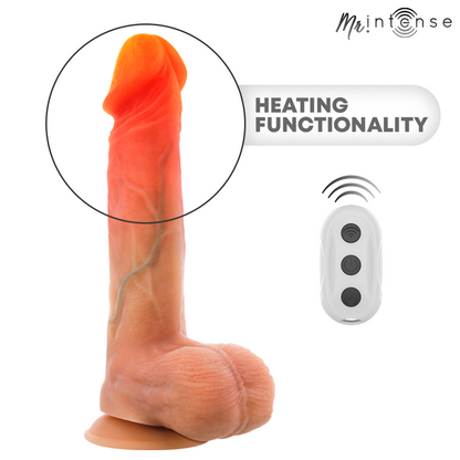 MR INTENSE - LOGAN VIBRATOR DILDO SILIKON MED VÄRMEEFFEKT OCH FJÄRRKONTROLL 20 CM -Ø- 4,1 CM