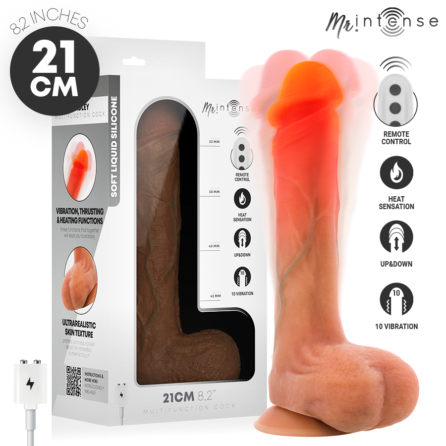 MR INTENSE - BRADLEY SILIKONVIBRATOR MED VÄRMEEFFEKT OCH FJÄRRKONTROLL 21 CM -Ø- 4.2 CM