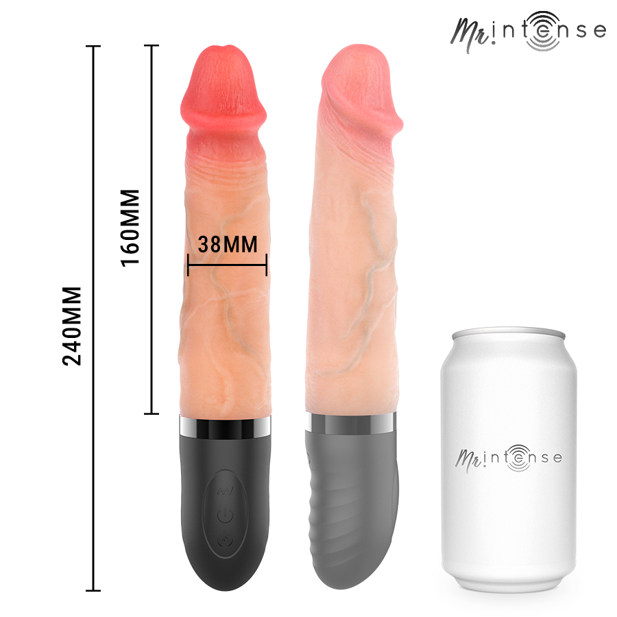 MR INTENSE - JEAN UP&DOWN VIBRATOR SILIKON MED VÄRMEEFFEKT 24 CM -Ø- 3,8 CM