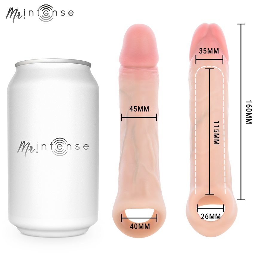 MR INTENSE - SIMON KONDOM MED PENISTILLÄGG SILIKON 16 CM -Ø- 4,5 CM