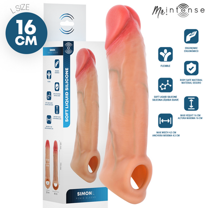 MR INTENSE - SIMON KONDOM MED PENISTILLÄGG SILIKON 16 CM -Ø- 4,5 CM