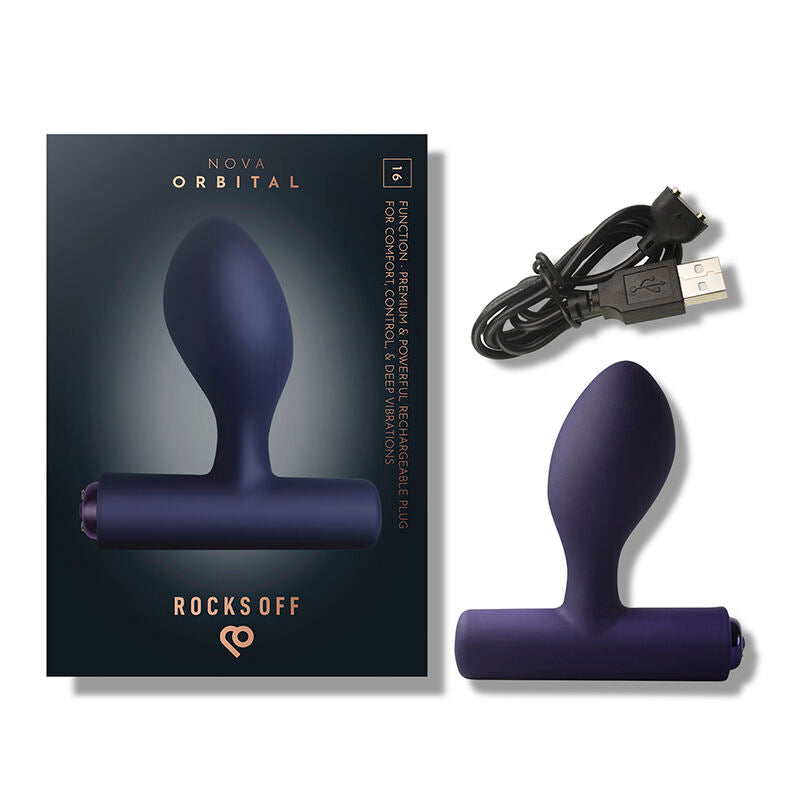 ROCKS-OFF - NOVA ORBITAL UPPLADDNINGSBAR PREMIUM & KRAFTFULL ANALPLUGG 16 FUNKTIONER BLÅ