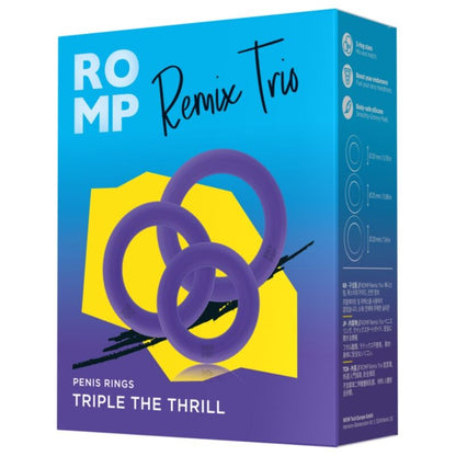 ROMP - REMIX TRIO SET OM 3 LILA PENISRINGAR I SILIKON