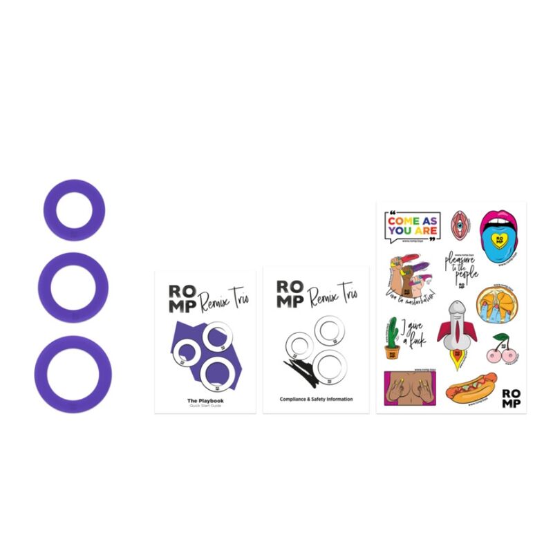 ROMP - REMIX TRIO SET OM 3 LILA PENISRINGAR I SILIKON