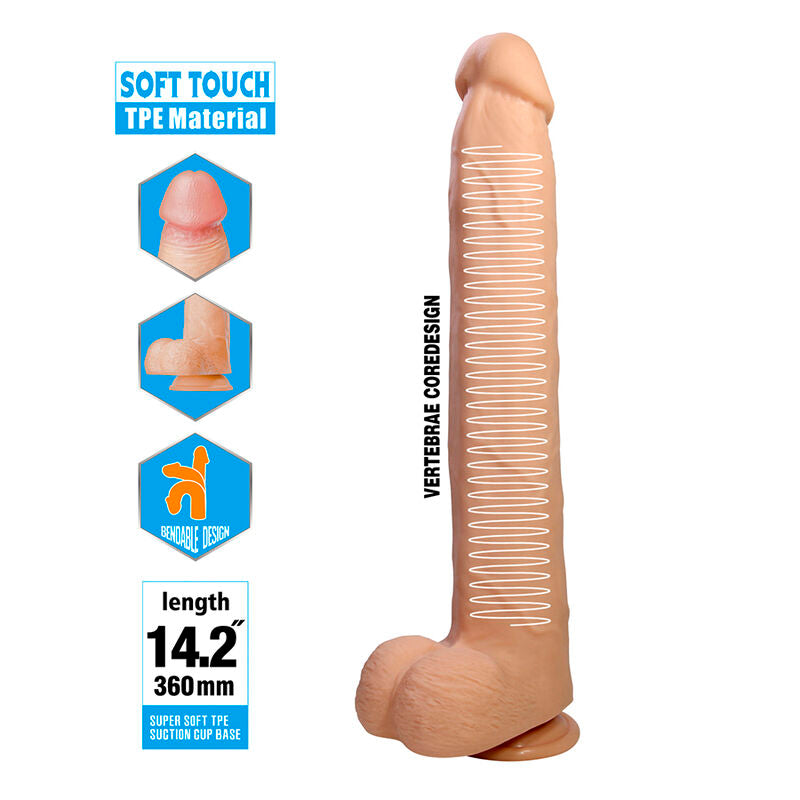 PRETTY LOVE - DANY FLEXIBLE REALISTIC DILDO WITH SUCTION CUP 36 CM -Ø- 5.6 CM