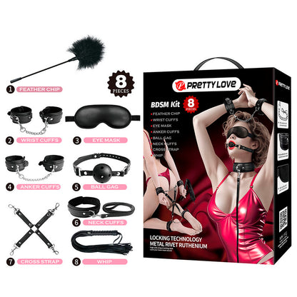 PRETTY LOVE - 8 DELARS BDSM-KIT SVART