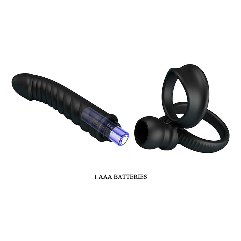 PRETTY LOVE - MERRITT ANALVIBRATOR MED RING OCH VIBRATION SVART