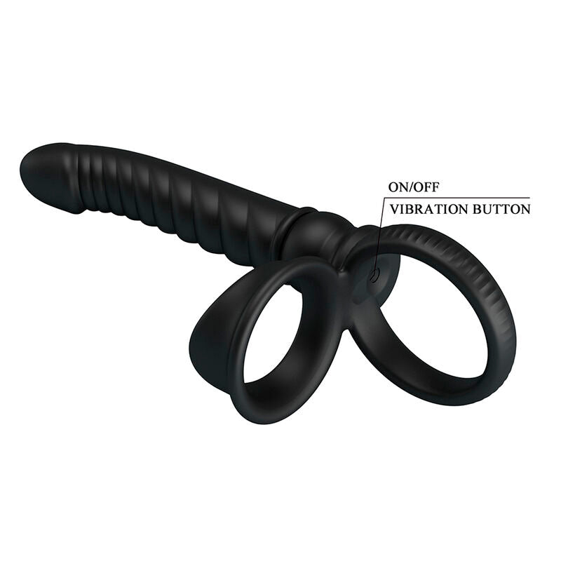 PRETTY LOVE - MERRITT ANALVIBRATOR MED RING OCH VIBRATION SVART