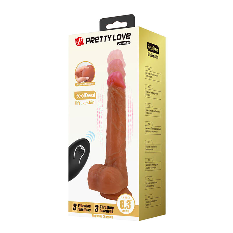 PRETTY LOVE - JONATHAN REALISTISK STÖTANDE VIBRATOR MED FJÄRRKONTROLL BRUN